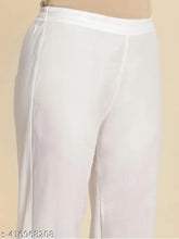 Solid white cotton trousers for women, perfect for casual wear or everyday style